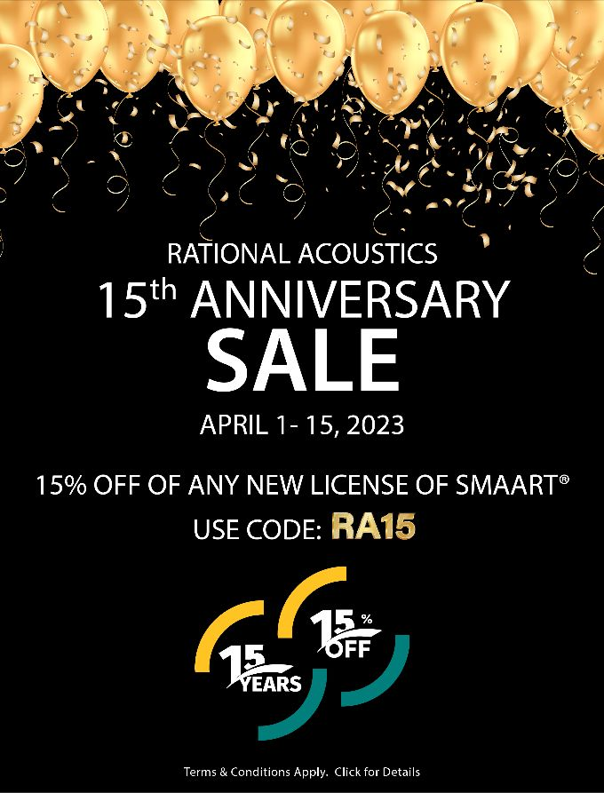 SmaartSoftware's tweet photo. The Rational Acoustics 15th Anniversary sale starts April 1 - no Joke!

https://t.co/ZS6x97ncC6

#smaart https://t.co/eUhiGCCrbK