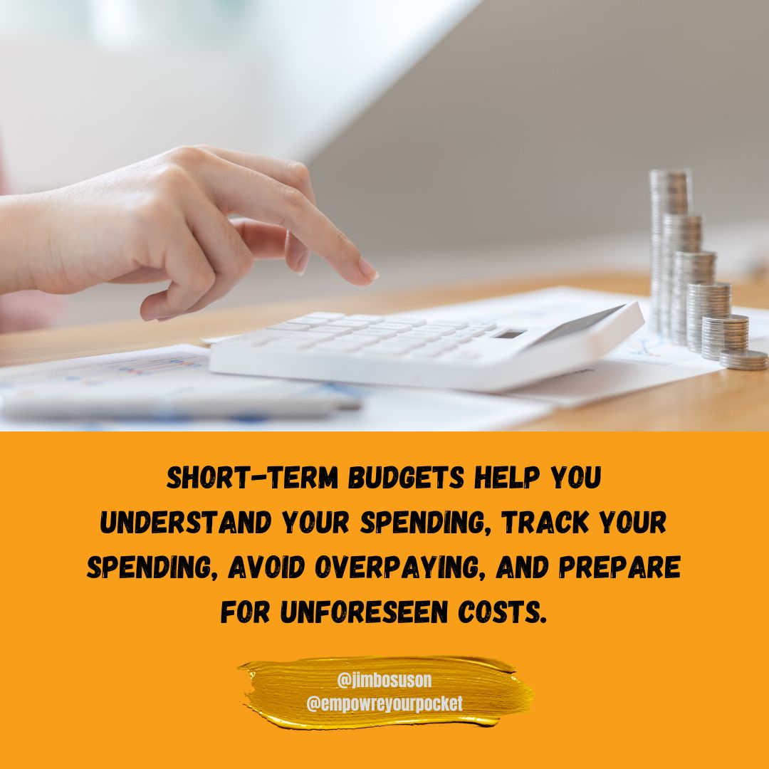 Day 5: Short-term budgets help you understand your spending, track your spending, avoid overpaying, and prepare for unforeseen costs. 🚫 #NoMoreDebt ➡️ Learn more with our book! sleekbio.com/susonpublishing