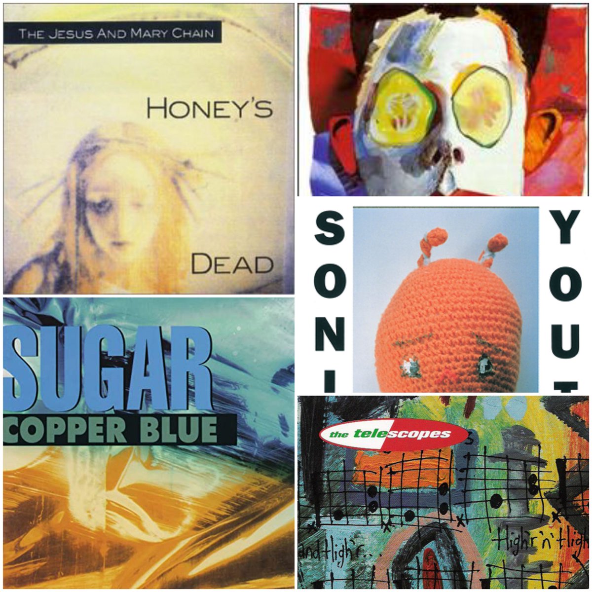 @RichardS7370 #5albums92

Hello, Richard! After 3 long years still not sure about my choices, but here we go! 😊

1.Jesus & Mary Chain - Honey's Dead
2.Ride – Going Blank Again
3.Sonic Youth – Dirty
4.Sugar – Copper Blue
5.The Telescopes – s/t