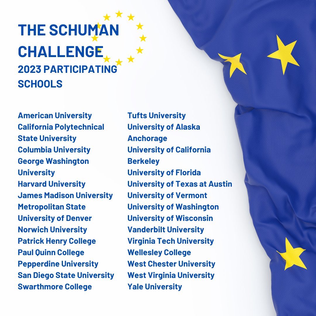 What a joy to host students from 27 colleges/universities across the U.S. who joined this year's #SchumanChallenge, our EU Embassy’s annual foreign policy competition! Great energy and proposals on 🇪🇺-🇺🇸 jointly tackling the global security implications of climate change! 👏👏💪