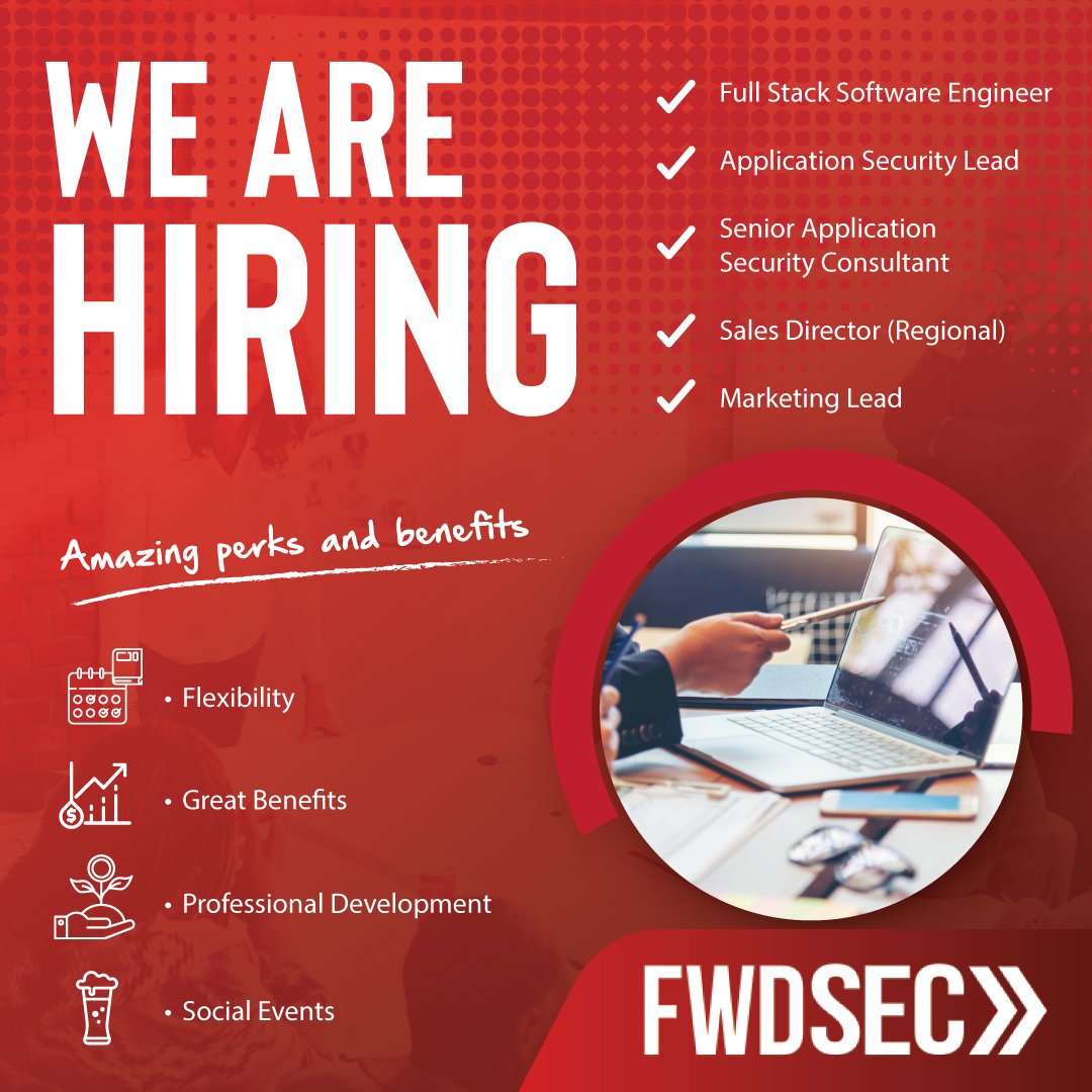FWD_SEC's tweet image. Looking to take your career in cybersecurity to the next level? Explore our open full-time positions.

Check out our careers page: forwardsecurity.com/careers-mentor…

#werehiring #hiringnow #hiringdevelopers #career