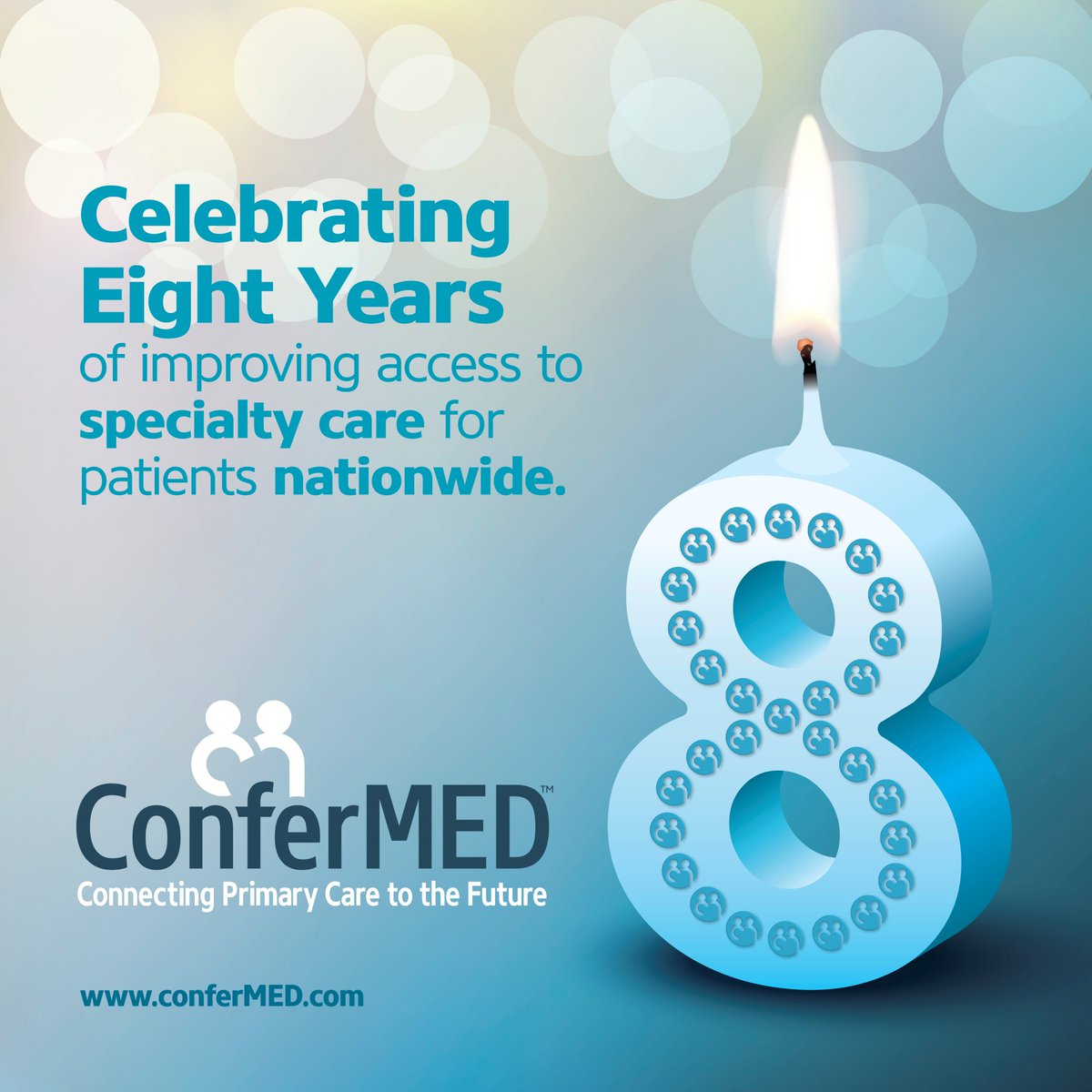 Another milestone reached! Today marks our 8th year of improving access to specialty care for patients nationwide with high-quality specialty care eConsults! Learn more about ConferMED at confermed.com