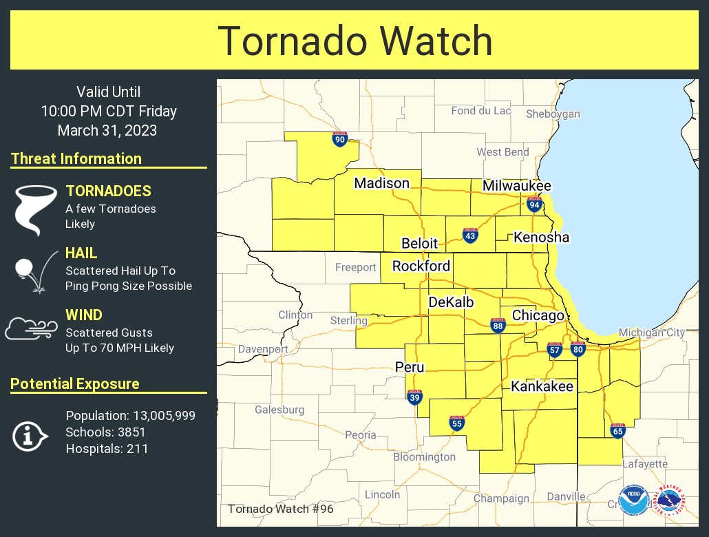 NWStornado's tweet photo. A tornado watch has been issued for parts of Illinois, Indiana and Wisconsin until 10 PM CDT https://t.co/dj8qzSMy0p