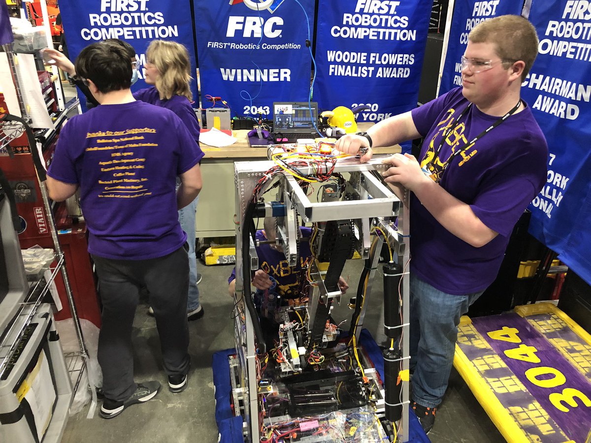 The team is getting the robot in shape for qualifying. We are very happy to have the bot working as well as it is!! @BSCSD @NYTVFRC