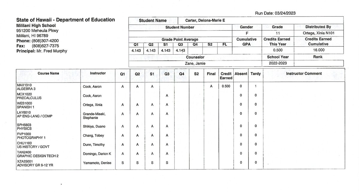 DeionaF's tweet photo. 3rd Quarter... still maintaining a 4.1 GPA. One quarter to go! https://t.co/66R34Ywax6
