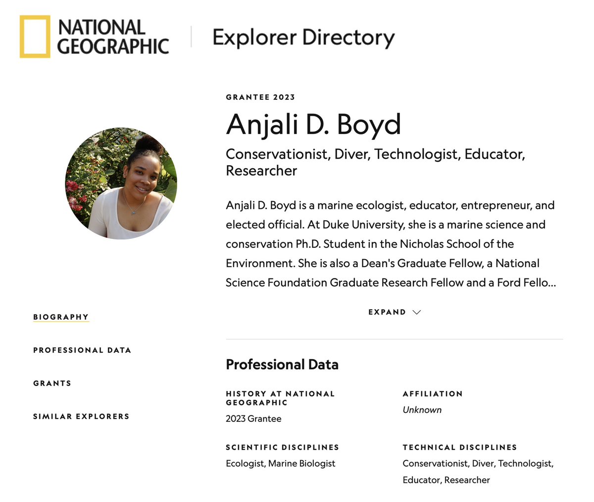 AnjaliBoyd's tweet photo. I'm beyond honored &amp; excited to share that I was selected as a National Geographic Explorer!!🤯 

I'm soo thankful for the opportunity to join the Explorer community at the National Geographic Society! 🌎💛 https://t.co/E0dGNcG1XQ
