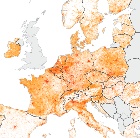 hireuter's tweet photo. Can not stop looking at the 2021 1km population grid - 10 years after the #efgs #geostat project delivered their first dataset. https://t.co/guSQoPOtoX or https://t.co/4dPiTI5uWG - so much detail... (1/2) https://t.co/41P28YjhHG