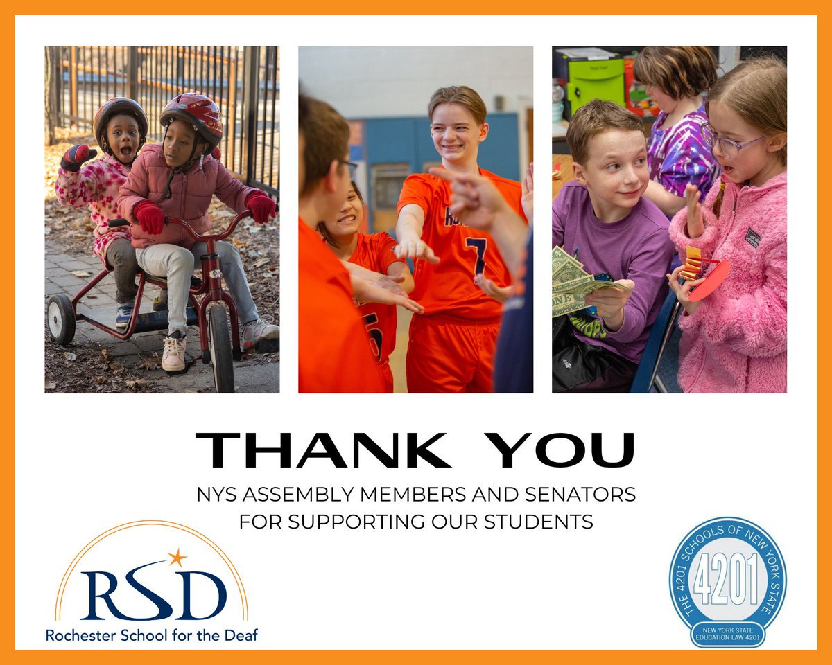 Thank you to all the NY State Assembly Members and Senators that have worked with the @4201Schools
to restore $2M cut in the executive budget and propose increases for our schools.   #SupportourStudents #Fundthe4201s #DeafEducation