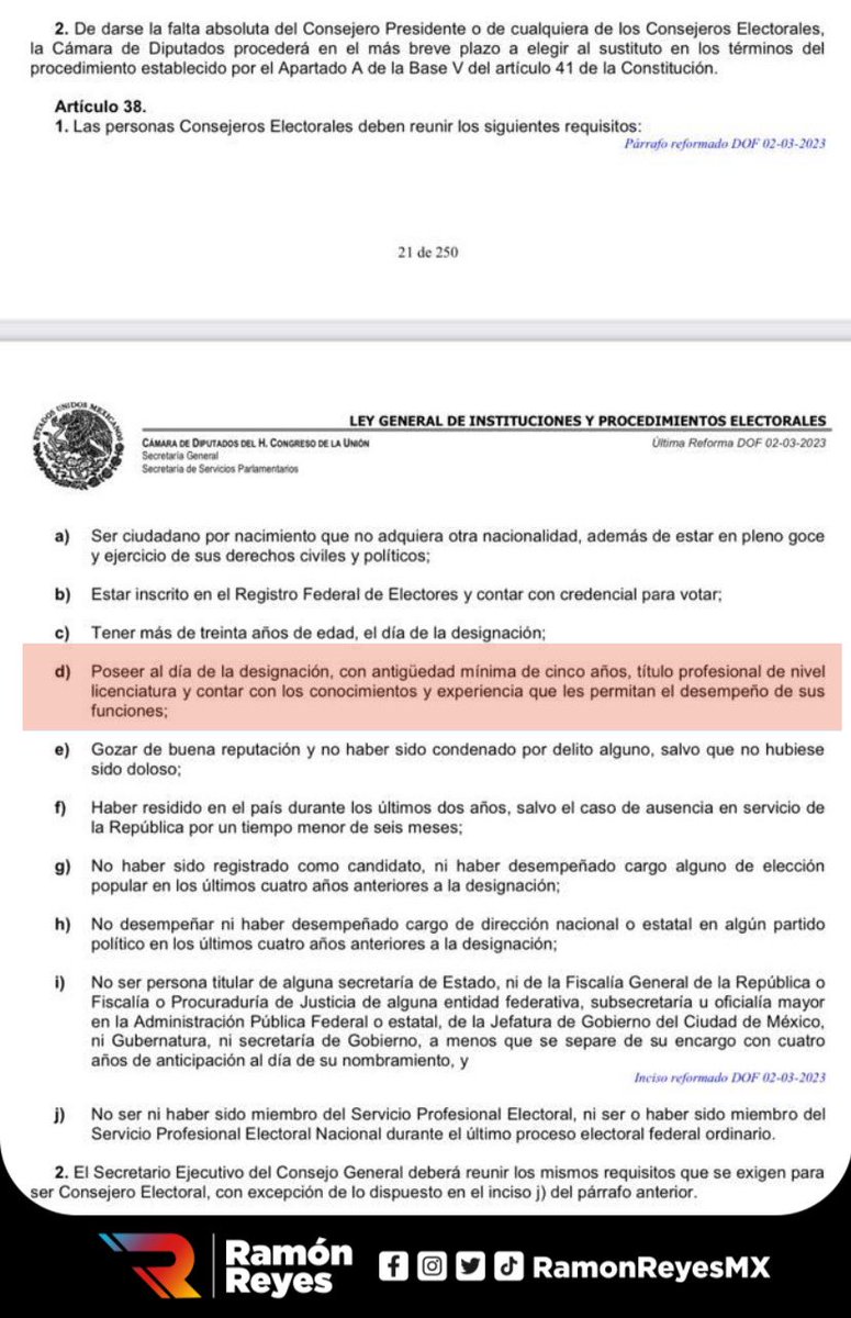 RamonReyesMX's tweet photo. Seguimos…
De repente son más prietos que arroz, resulta que la Consejera Presidenta del @INEMexico no cuenta con cédula profesional y la biblioteca digital de la Universidad de Sonora no registra su tesis.
Adjunto captura #LEGIPE art. 38 inciso d), y otras imágenes.
👁️👁️👇🏽 https://t.co/itbWkSnMs3
