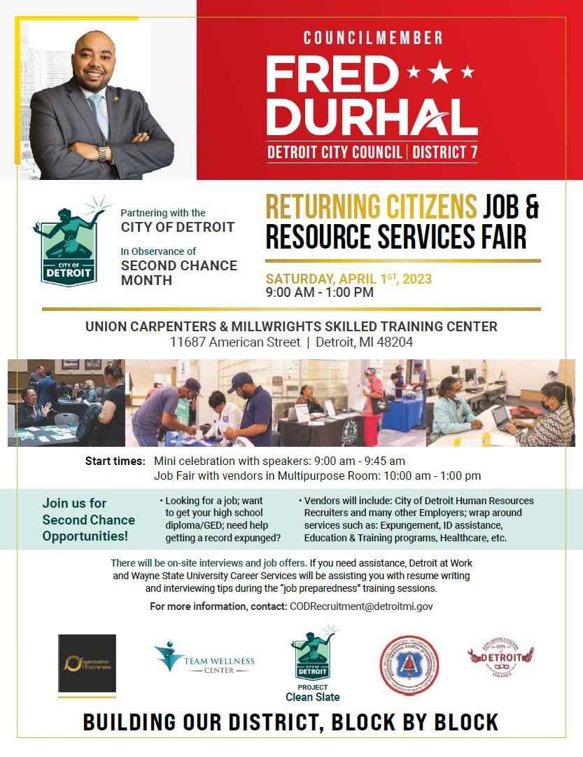 🚨TOMORROW April 1st for the Returning Citizens Job and Resource Service Job Fair.