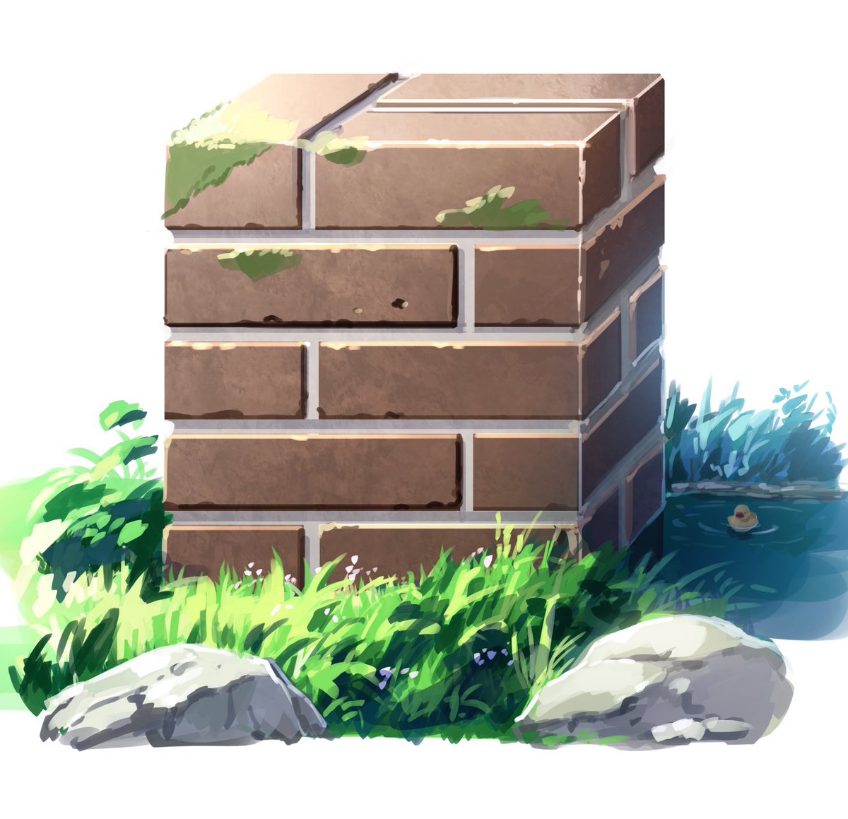 grass no humans rock outdoors pokemon (creature) water stone  illustration images