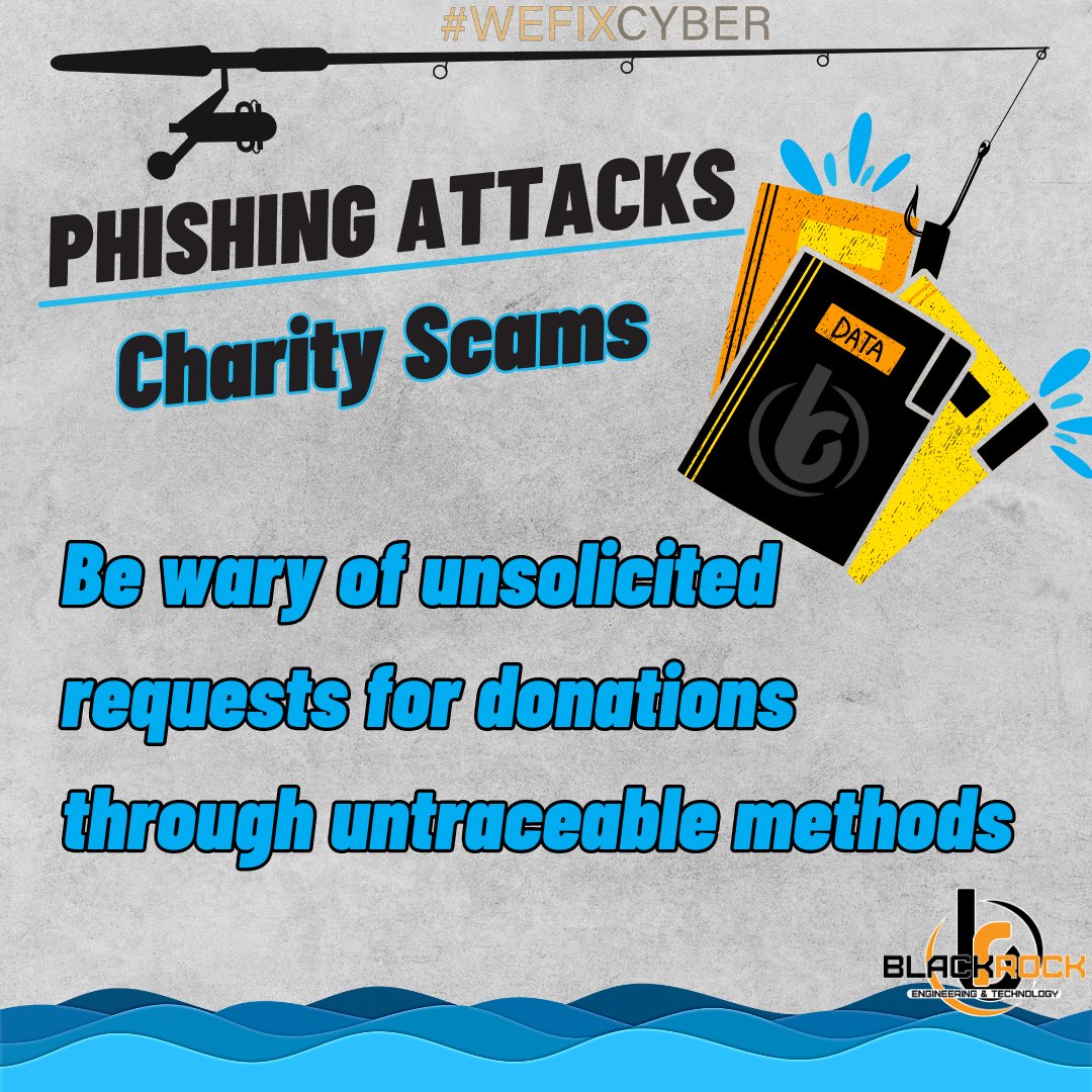 BlackEngTech's tweet photo. Protect yourself from phishing scams with Black Rock Engineering &amp; Technology! Stay vigilant against fraudulent emails, social media messages, and websites. Learn more at https://t.co/m766TvpJcD. #WeFixCyber #PhishingScams #CyberSecurity #OnlineSafety https://t.co/1uSdPppogh