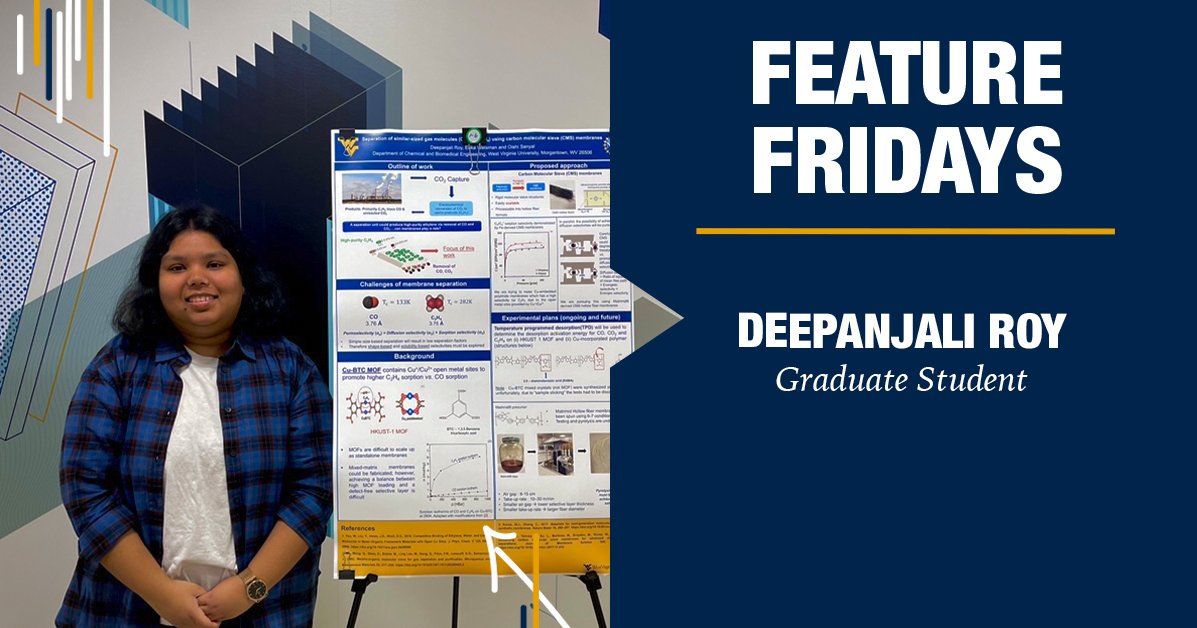 This week’s #FeatureFriday is Deepanjali Roy. She is a Ph.D. student studying chemical engineering.

Her work focuses on carbon capture and utilization. She works on a collaborative NSF project where she aims to design novel membranes for challenging gas pair separations!