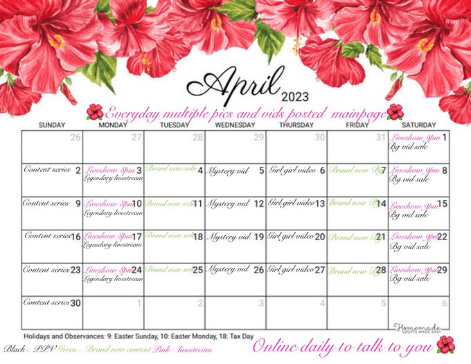 1 pic. I made a schedule for my onlyfans for April because I am so excited for this month! ?????? https://t