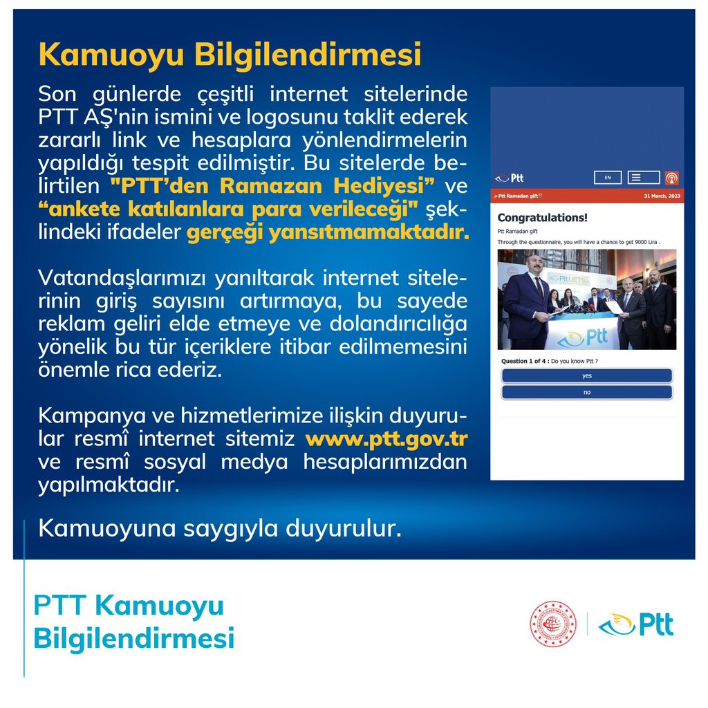 PTTKurumsal's tweet photo. KAMUOYU BİLGİLENDİRMESİ https://t.co/PvwwF67icL