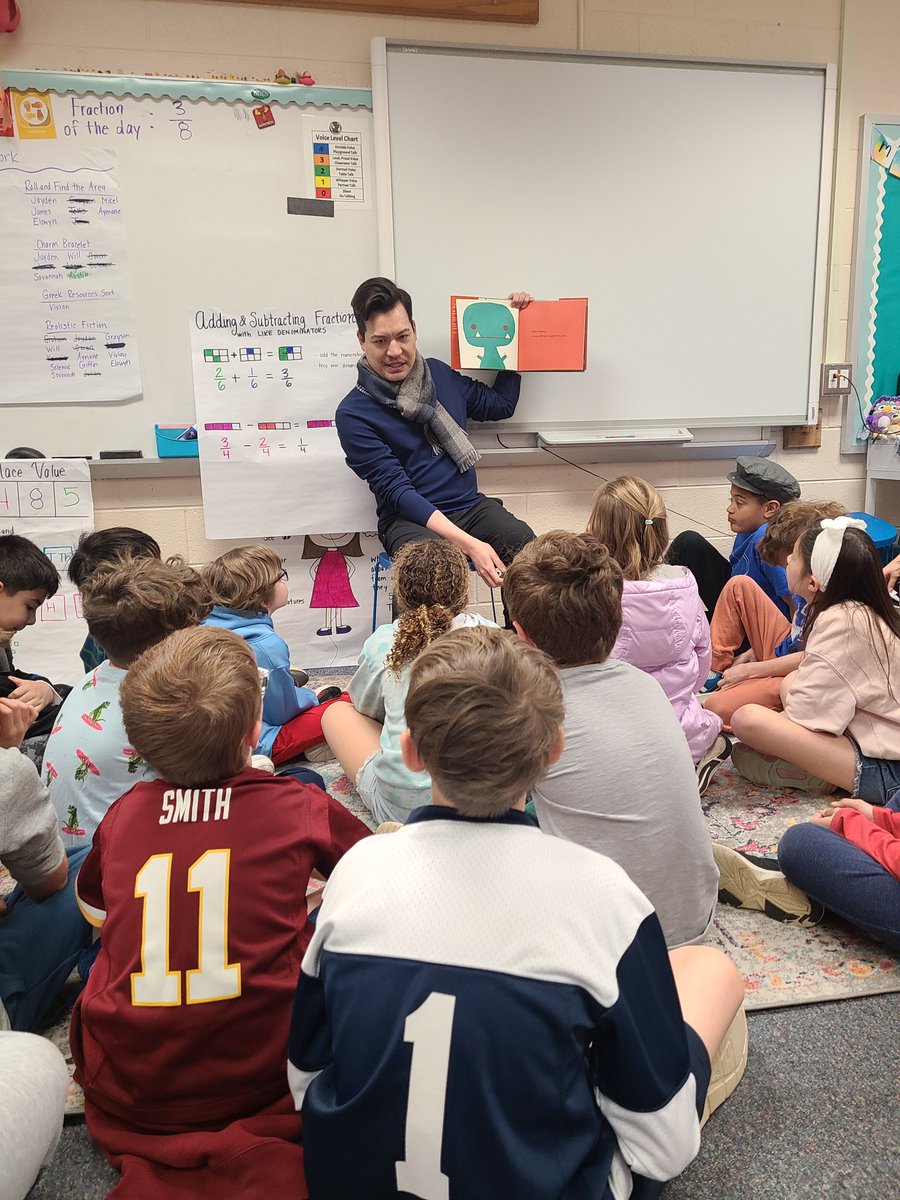 MsMaguire3rd's tweet image. We had a guest reader today- my brother, who is in town for a few days.  Thanks for coming to read to us!
 #tinytrex #guestreader #bbes