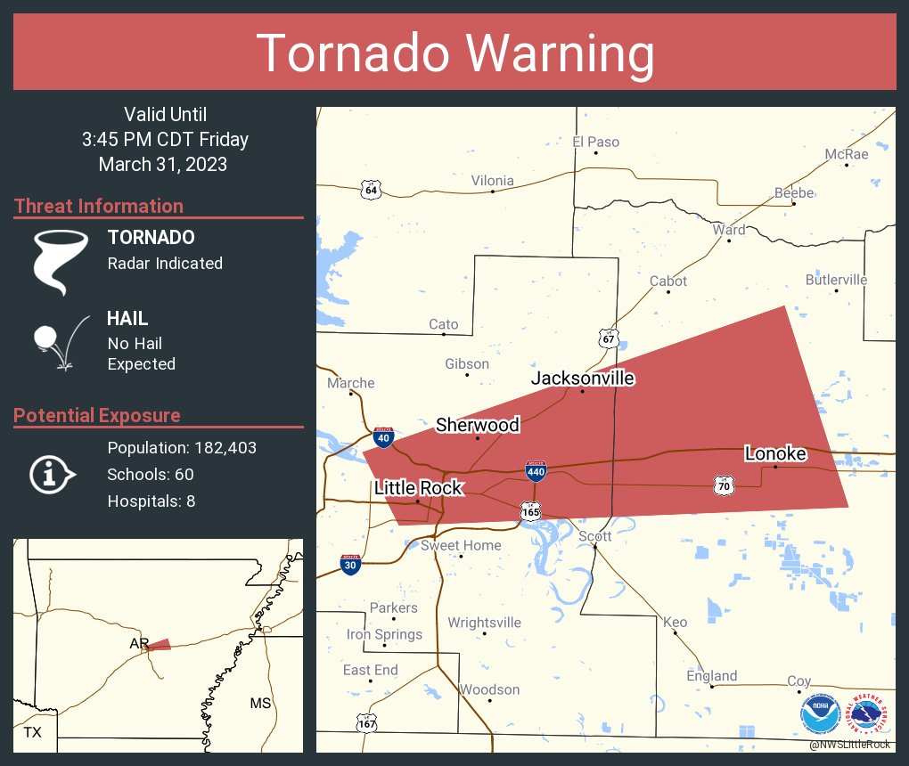 NWS Little Rock on Twitter "Tornado Warning including Little Rock AR