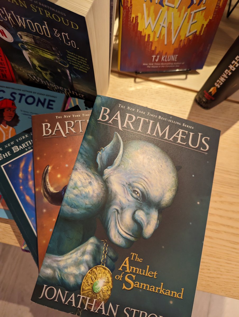 boxedwinewitch's tweet photo. When you get a job at a bookstore and immediately stock the shelves with your favorites. @JonathanAStroud #bartimaeus #eastvillagebookshop #Sacramento https://t.co/8tQDpctk7C