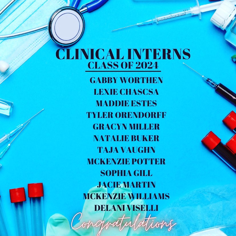 Congratulations to our upcoming Clinical Internship students. Mandatory parent information meeting to follow. <a href="/creekwoodhs/">Creek Wood HS</a>  <a href="/DCS_CTE/">Dickson County Schools CTE</a> <a href="/tnhosa/">TN HOSA</a> <a href="/hosafhp/">HOSA</a>