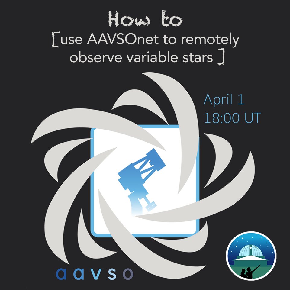 Get learning! AAVSOnet: a global network of remote telescopes any AAVSO member can propose to use! Wondering if AAVSOnet is for you, &amp; you're not a member? Webinar instructors are AAVSOnet users &amp; could help you know if joining AAVSO is the next move! us02web.zoom.us/webinar/regist…