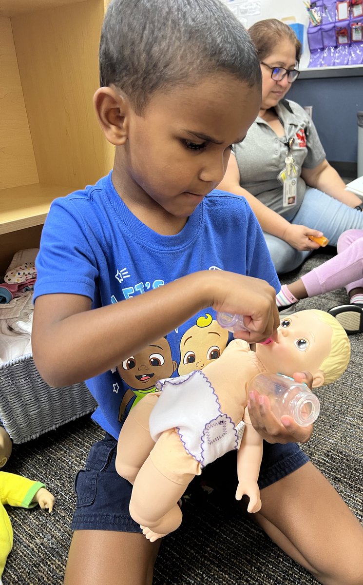 We are learning how to take care of babies in our baby nursery. #dramaticplay #wearerennell