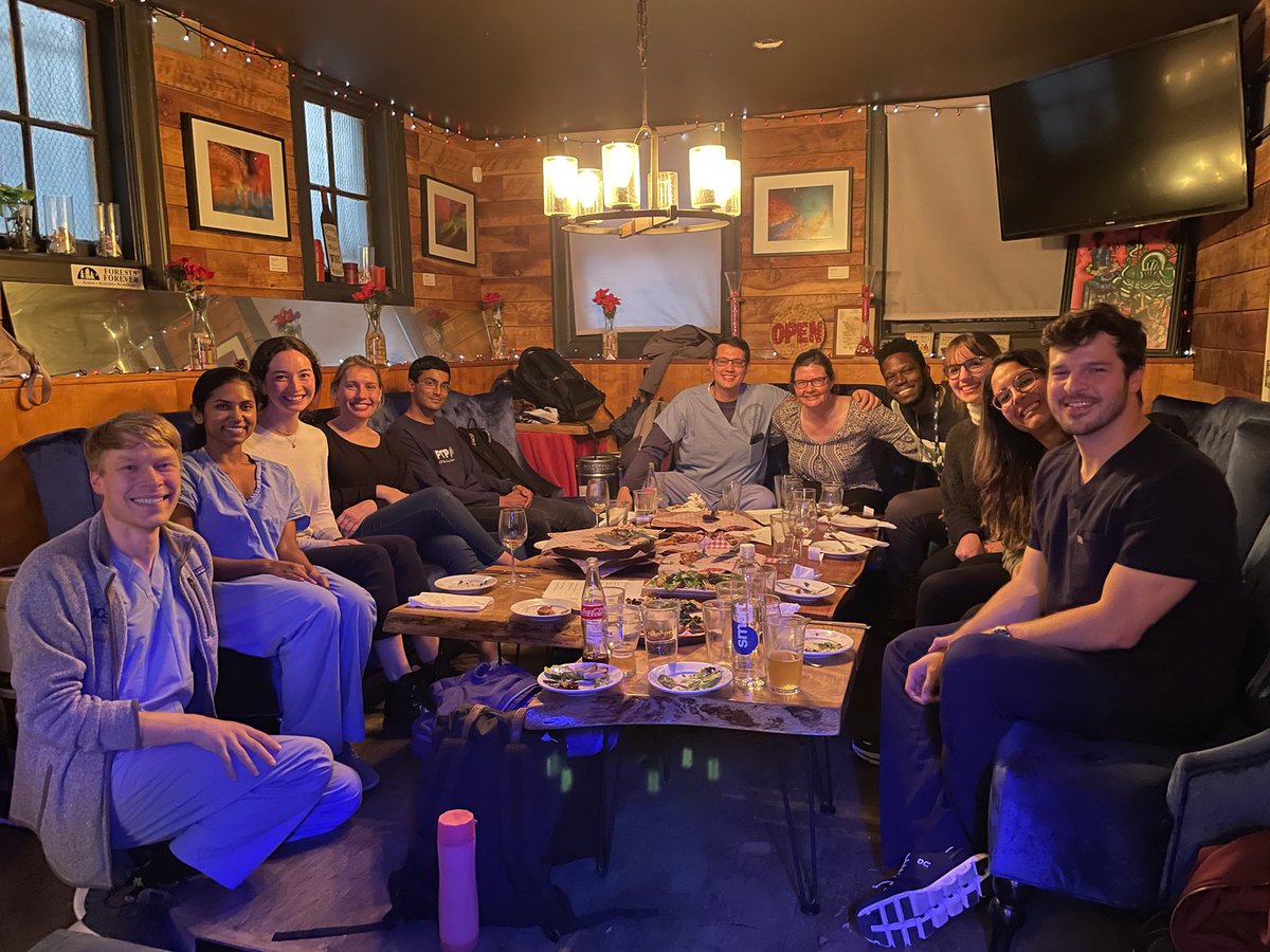 JPalmGreene's tweet photo. Another @neurores_ucsf Neuro Emergencies #SimDay down, and the R1s absolutely crushed it! Goodbye 👋 status, LVOs, and ICP crises, there are some new sheriffs in town 🤠. (Seen here after at the action at local watering hole @KezarPizzetta). Can’t wait to set them loose in July! https://t.co/68RnzzkTes