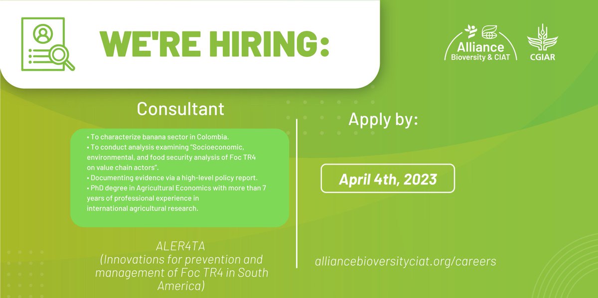 Interested in socio-economic analysis. See link: 
bioversityinternational.zohorecruit.eu/recruit/Portal…