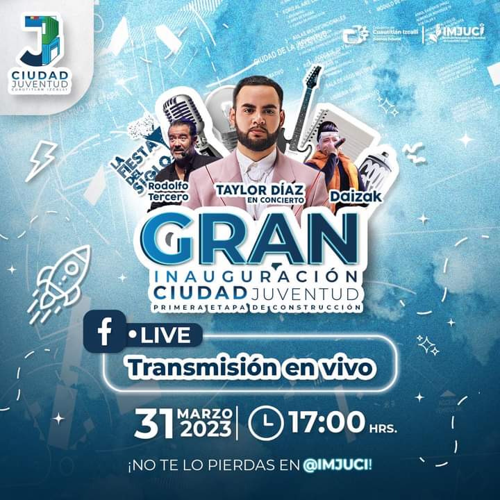 🙋🏽‍♀️📢¿Están listos para que inauguremos juntos nuestra Ciudad de la Juventud? 

📹No te pierdas la transmisión de este momento, acompáñanos y se testigo de un gran proyecto y sueños que se van directo al corazón de las juventudes al ser alcanzados.

#SomosIMJUCI #CiudadJuventud