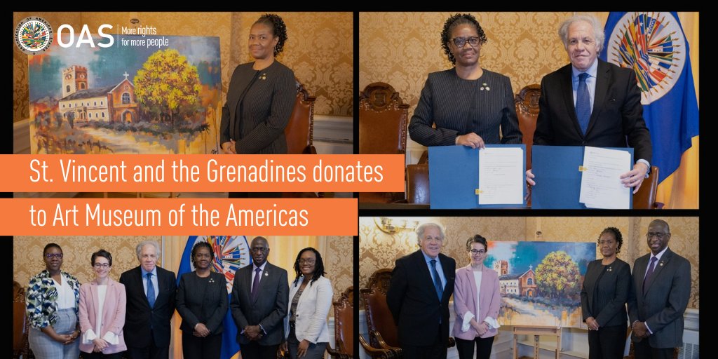 📸The Mission of Saint Vincent and the Grenadines to the #OAS today donated a painting by artist Calvert Jones to the Art Museum of the Americas, the Caribbean country's first donation to the permanent collection of the OAS museum in Washington, DC.
ℹ️ bit.ly/3ZvsyTN