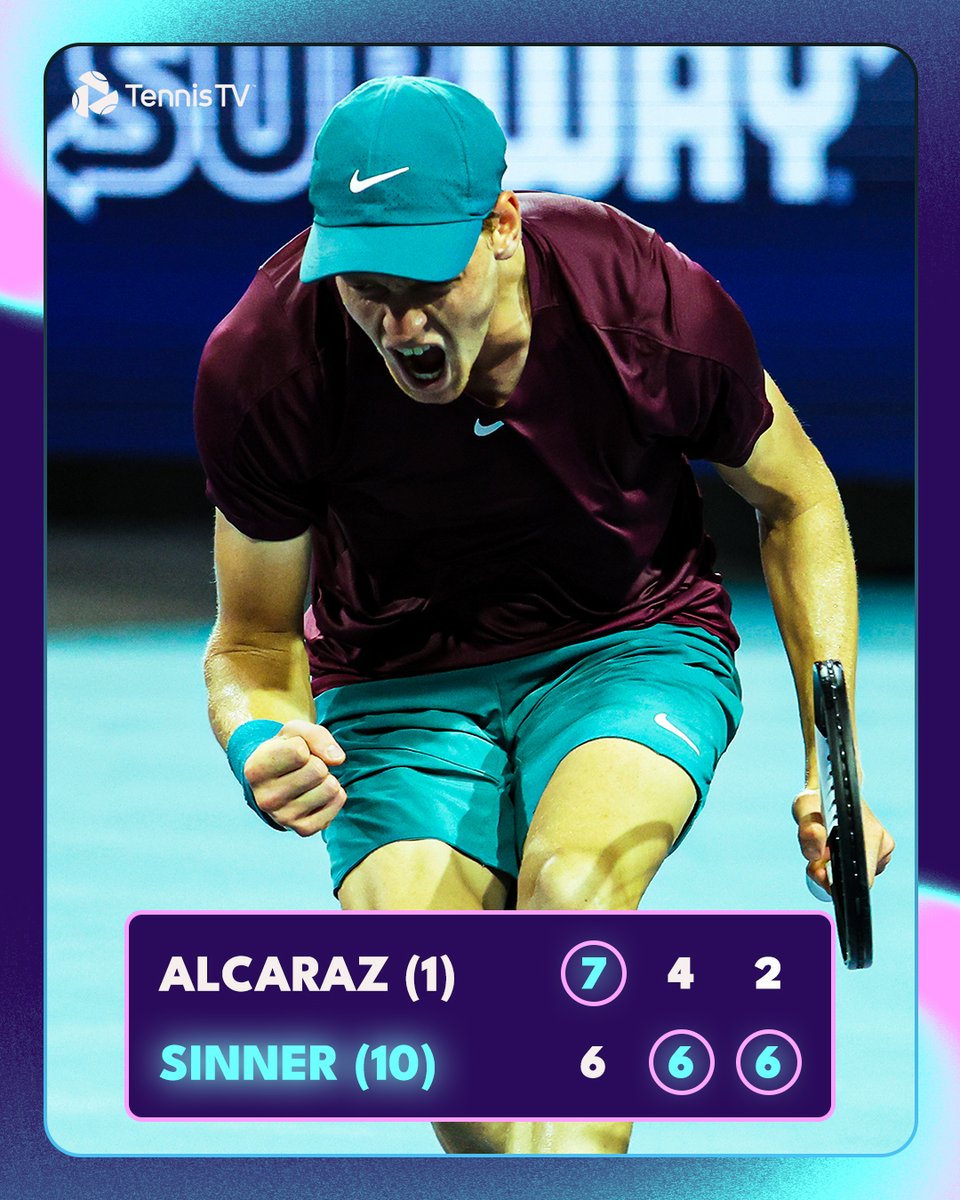 (S)INSANITY 😱 

<a href="/janniksin/">Jannik Sinner</a> reaches his 2nd Masters 1000 final after an EPIC with Alcaraz!

#MiamiOpen
