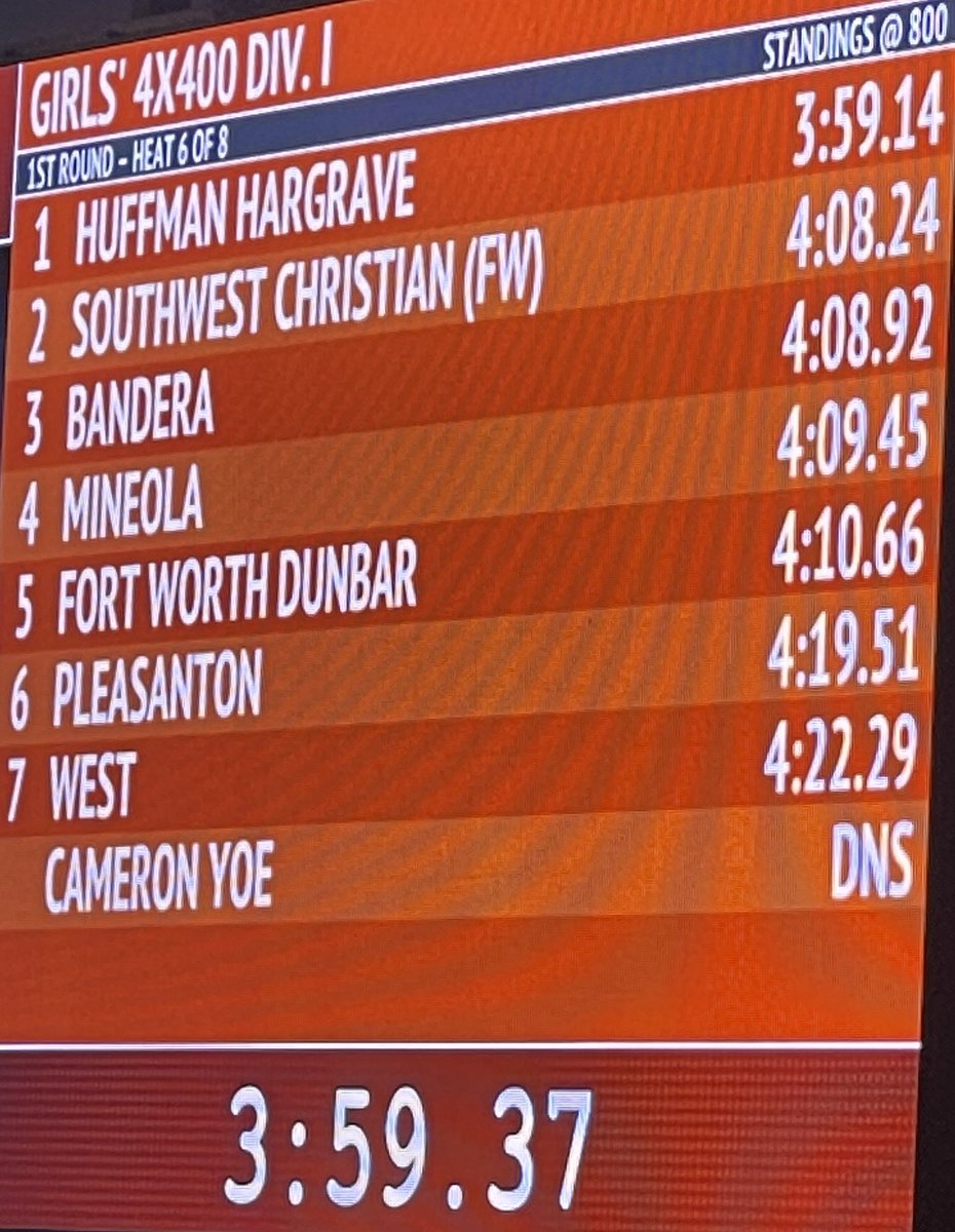 School Record #2 today at the Texas Relays! The 4 x 400 relay team of Rika Witt, Celeste Cantu, Jade Williams, &amp; Lexi Rousseau qualify for the finals tomorrow!