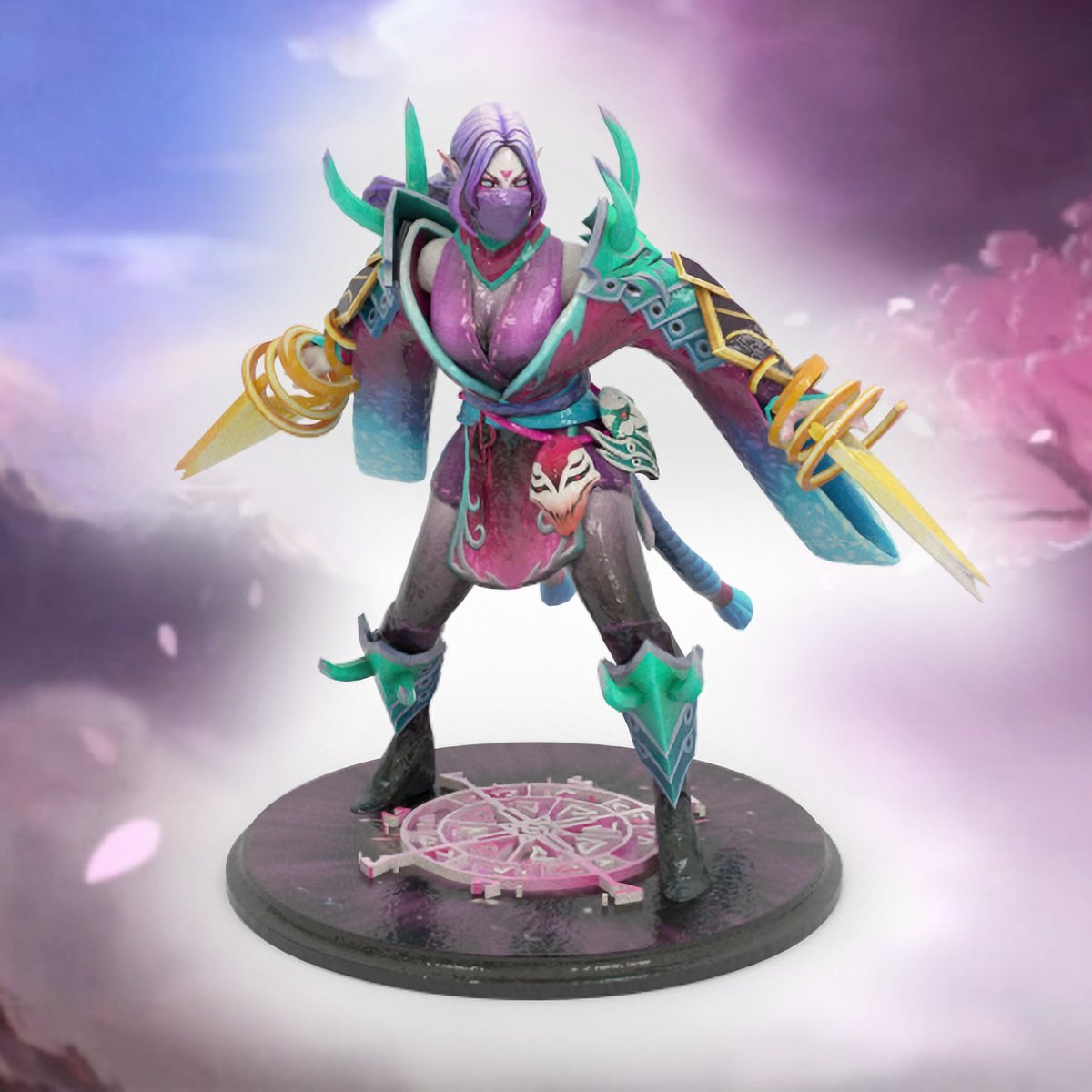 CReason1607's tweet photo. 💜🥷 Another Lanaya the Templar Assassin commission, by Ryan 🙏

Faceless destiny set items with clandestine hair and focal resonance immortal, on a special epitaphic trap design pedestal. 

Took  #EmbraceTheDarkness #RiyadhMasters #TrueSight 
Original: NecrolytusModel https://t.co/pf0iRNoHX1