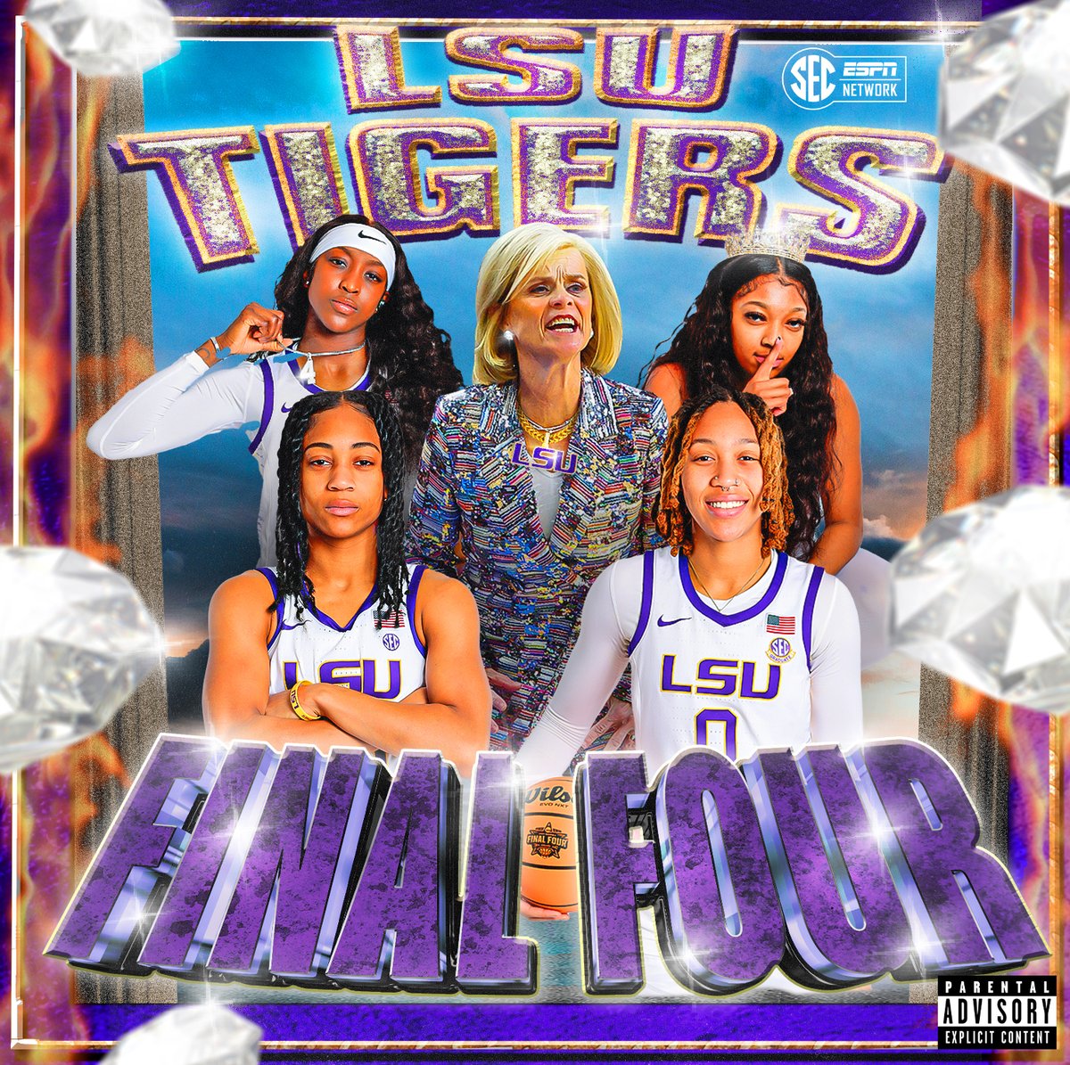 SECNetwork's tweet photo. NO. 1 STUNNAS 🔥 

@LSUwbkb ADVANCES TO THE NATIONAL CHAMPIONSHIP! https://t.co/oQ7k6FHrKl