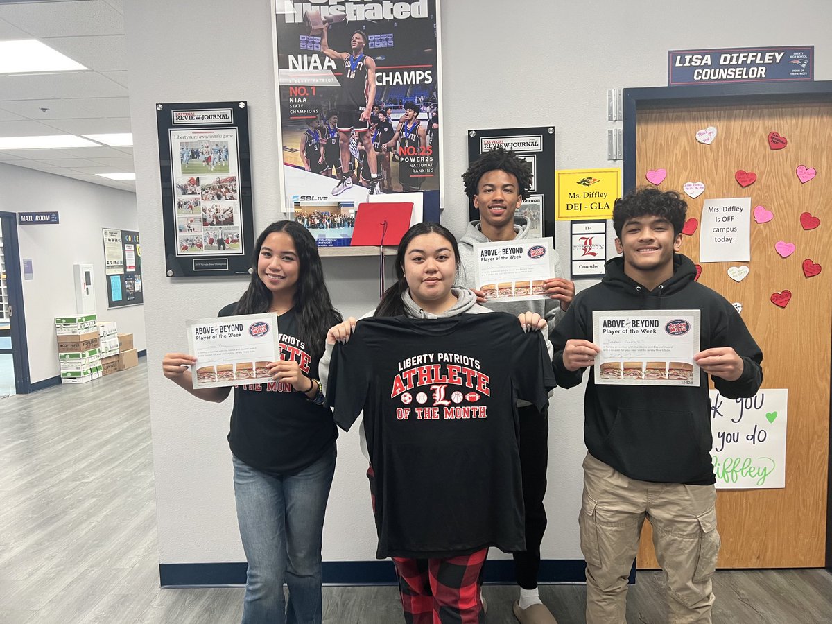 Congratulations to Liberty’s student athletes of the month. Congrats Joanna, Jadalynn, DJ and Brayden. Patriot Nation is proud of you!