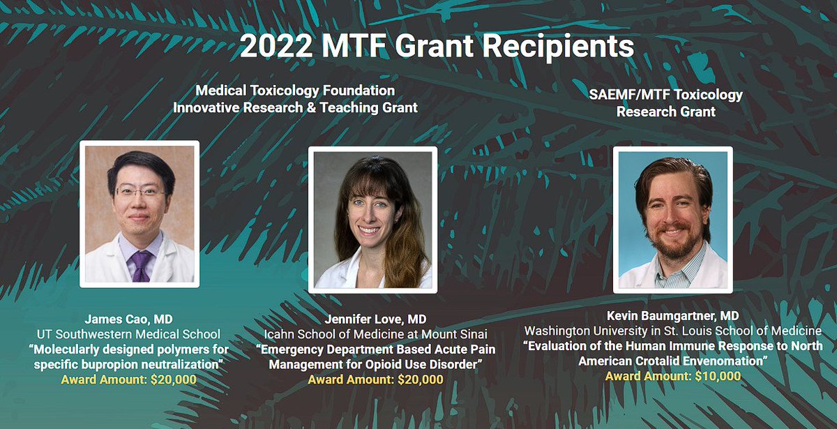 acmtmedtox's tweet photo. Congratulations 2022 Medical Toxicology Foundation Grant Recipients 
@JamesCaoMD @JLoveMD Kevin Baumgartner, MD
#ACMT2023 https://t.co/vtdyv4AdTc