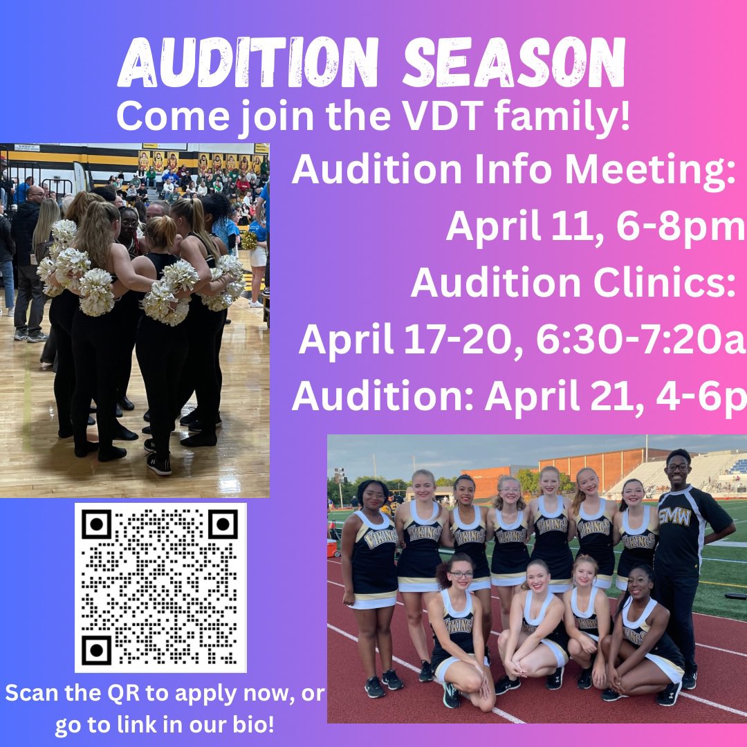 Want to be a part of the Viking Dance Team in 2023-2024? Go to the link in our bio or scan the QR code to fill out your application!