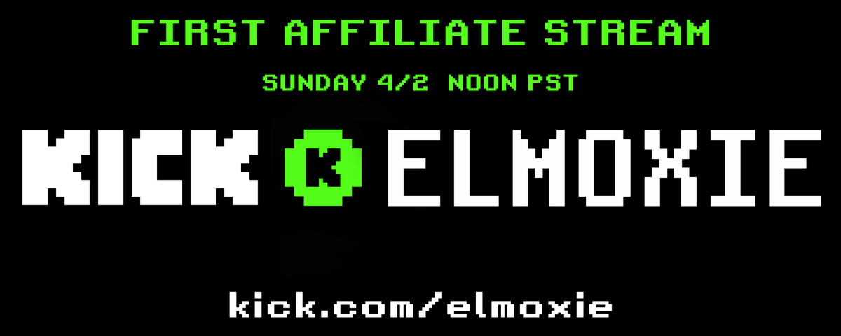 el_m0x13's tweet photo. So hit affiliate today after 1 stream. Get those founders badges and get ready for Sundays first Affiliate stream. #BeeHole #kick #green @kick https://t.co/225mNCrlZJ
