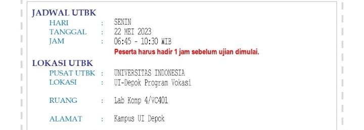 Ada yang PUSAT UTBK UI gak? Terutama program Vokasi, plish dm ya