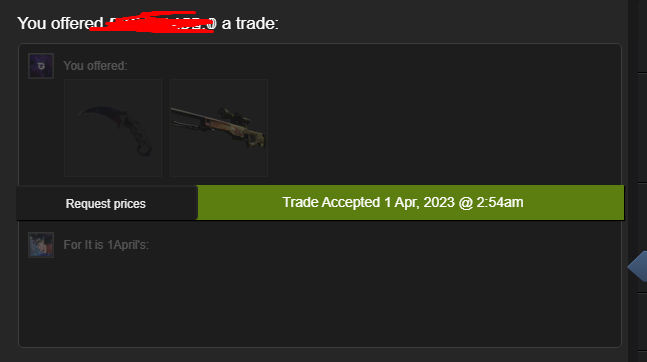 Since he begged me for just $15k, I accepted the trade!

Accepting all trades only for today! 

So, is there a skin you want? Send me a trade. 

RT == First come, first served