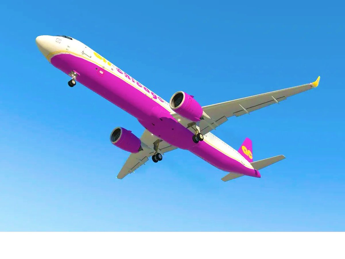 Our Airbus A321XLR, a great way to get to NYC or LA from Chicago! 💛💜
#virtualairline #virtualairlines