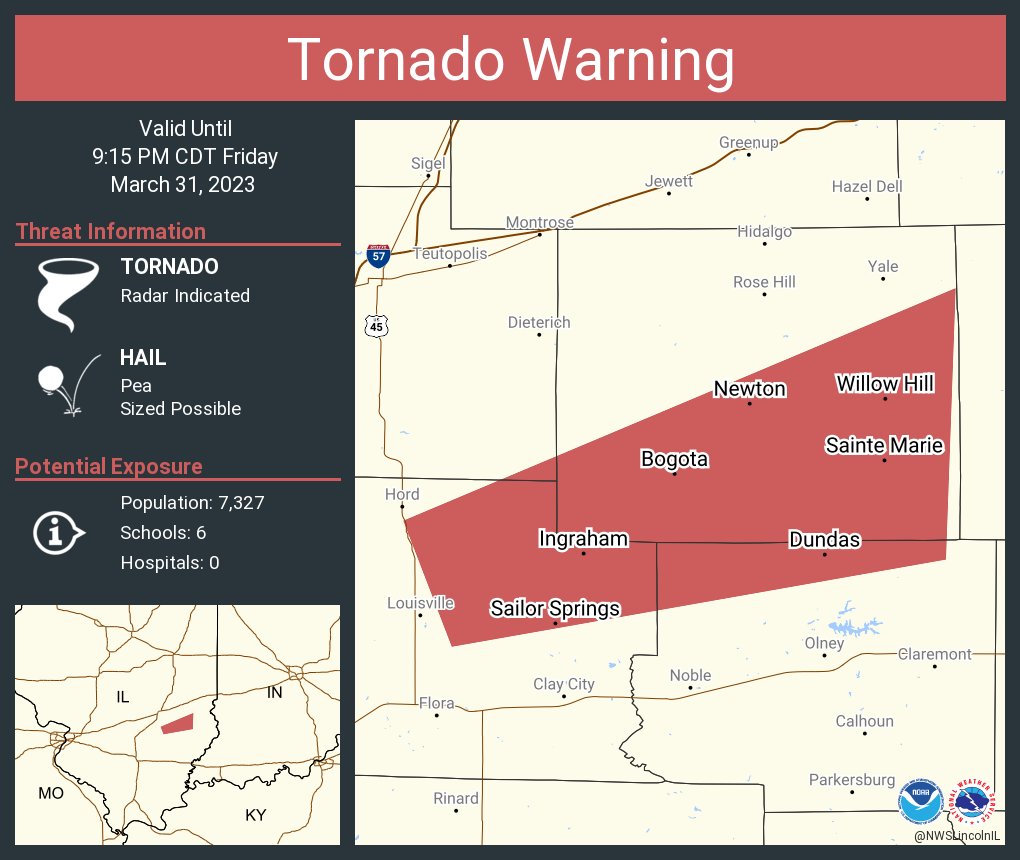 NWS Tornado on Twitter "Tornado Warning including Newton IL, Sainte