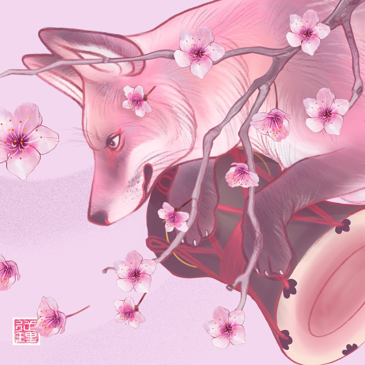 NEW PIECE 🌸 “Together Forever Under A Thousand Cherry Trees” 🌸
.
Do you know why the fox Tadanobu so badly wants this drum? 🥲
.
#yoshitsunesenbonzakura #japanesefolklore #fox #japanesefolktales #cherrytrees #cherryblossom #桜 #義経千本桜 #忠信 #狐 #御伽話 #歌舞伎の絵 #宙乗り