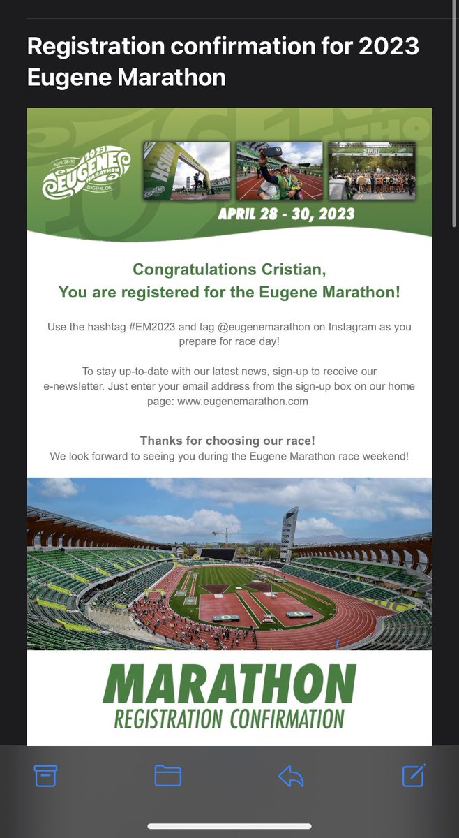highmilespunk's tweet photo. Officially signed up🏃🏻 @EugeneMarathon #EM2013 https://t.co/aI0IqXbioy