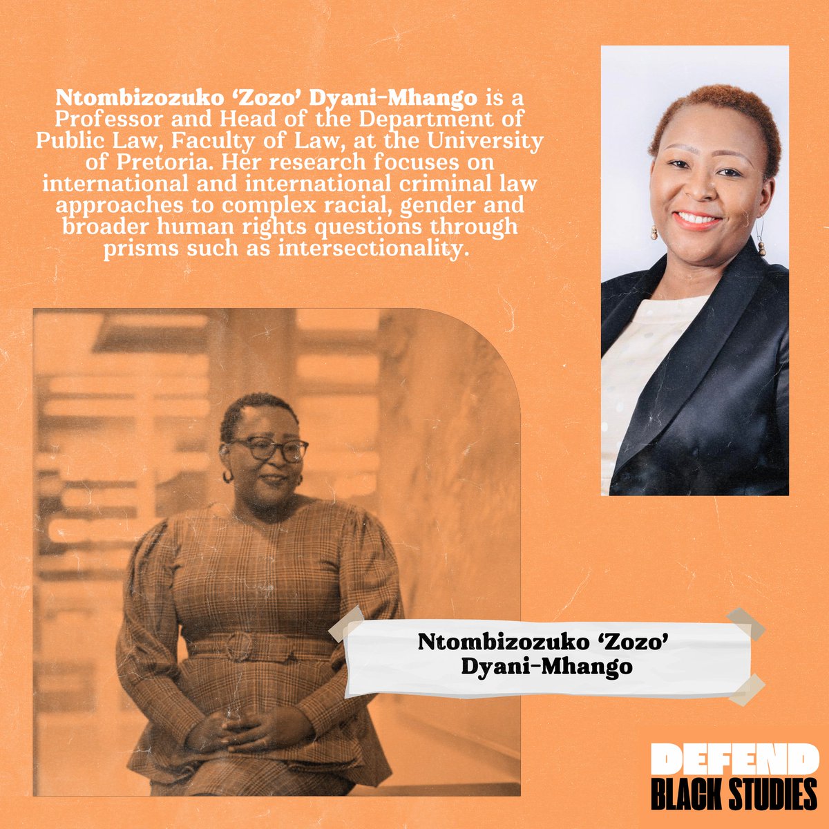 AAPolicyForum's tweet photo. Meet Ntombizocuko 'Zozo' Dyani-Mhango! #FreedomToLearn #DefendBlackStudies #BlackStudiesMatter #NoWhitewash #UpliftBlackFeministScholars #WomensHistoryMonth https://t.co/65PyuzXE0h