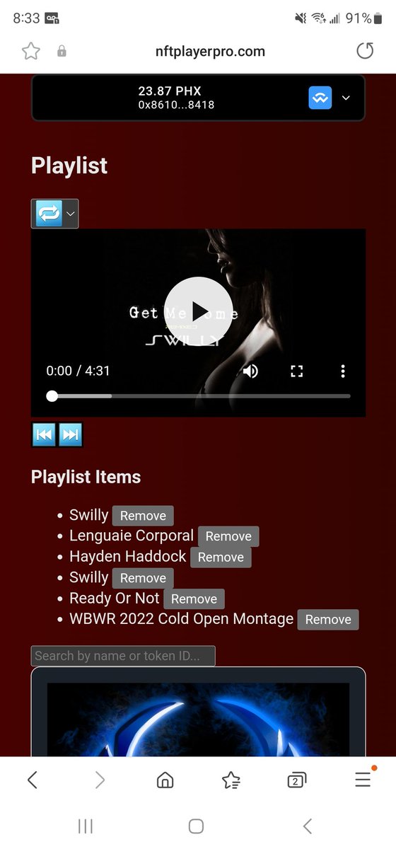 New Update on Playlist for nftplayerpro.com, next step will be for your playlist to follow you acrossed devices.