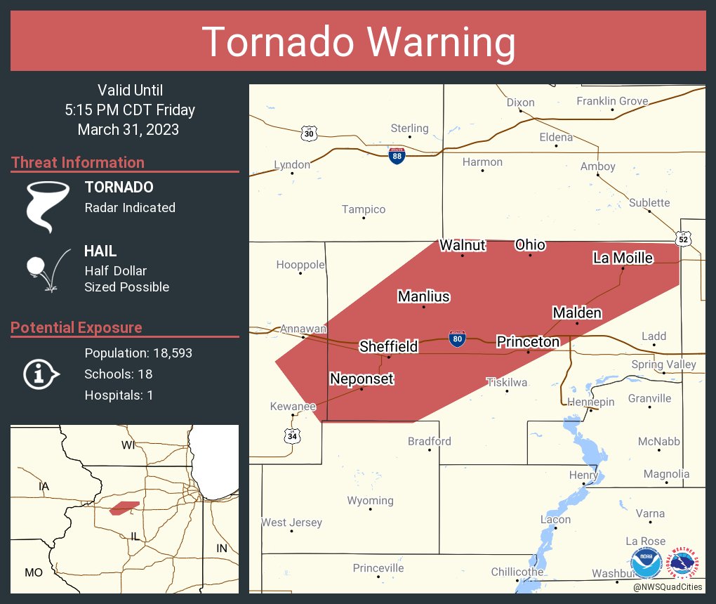 Nws Tornado On Twitter Tornado Warning Including Princeton Il Walnut