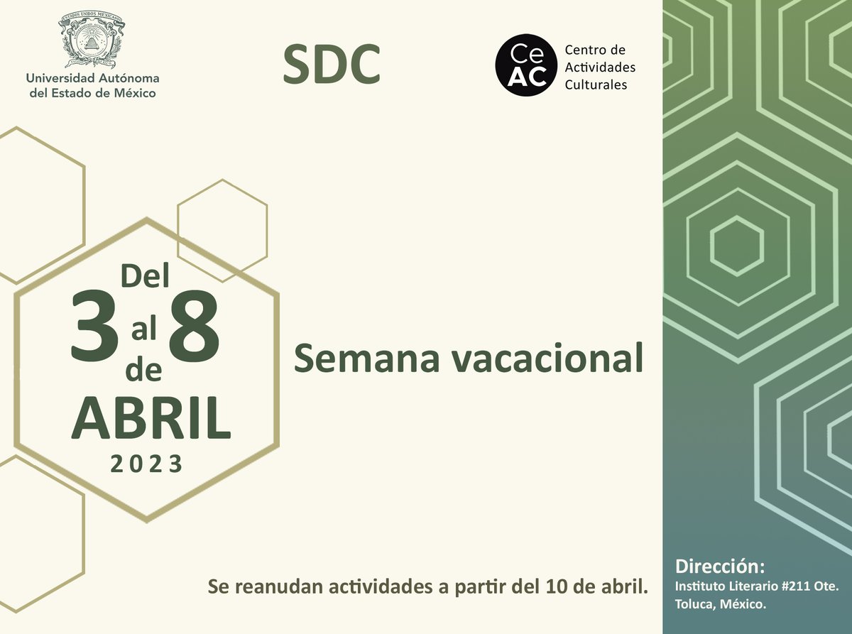 CeAC_UAEMex's tweet photo. Atento aviso https://t.co/8XmsViQ2ey
