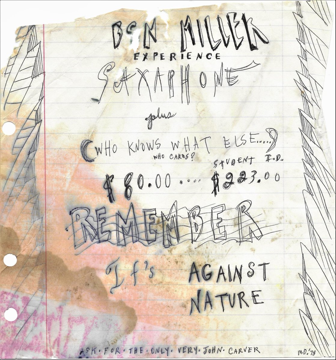PorcelainHamr's tweet photo. Speaking of solo saxophone concerts, here is a poster that Michael Davis made for me back in the Monster Daze - a joke of sorts.  Unfortunately, it is super faded. After all, he made this in 1978. https://t.co/2y50vlFMob