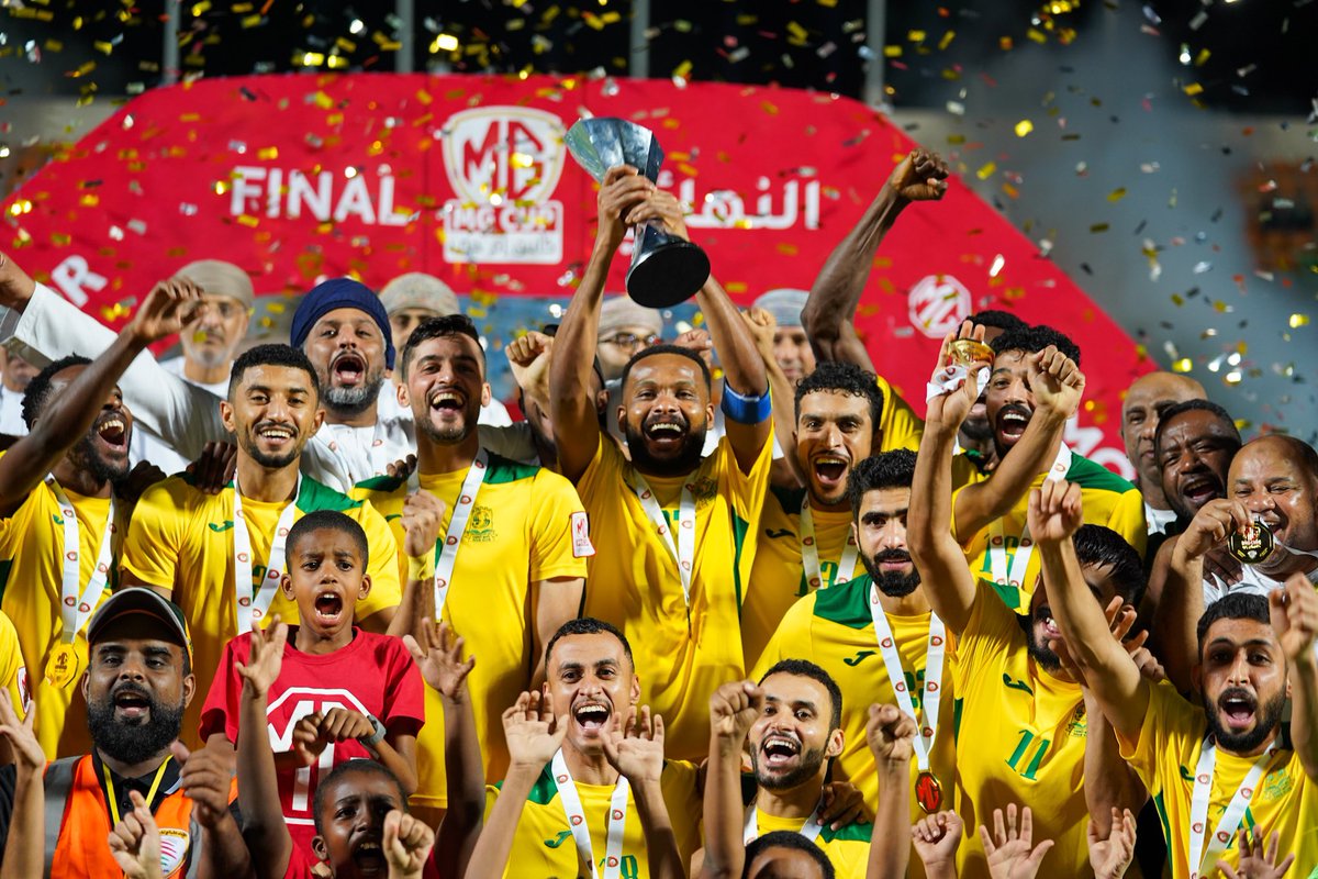 OmanFA's tweet photo. 🏆 تتويج نادي #السيب بكأس بطولة إم جي للموسم الرياضي ٢٠٢٣/٢٠٢٢.

نبارك لمجلس إدارة نادي السيب وجماهيرهم الغفيرة هذا الإنجاز، وكل الأمنيات لهم بمزيد من النجاحات في القادم 🥇👏🏻💛💚
#كأس_إم_جي
#بهلاء_السيب https://t.co/JRfDv4MKSW