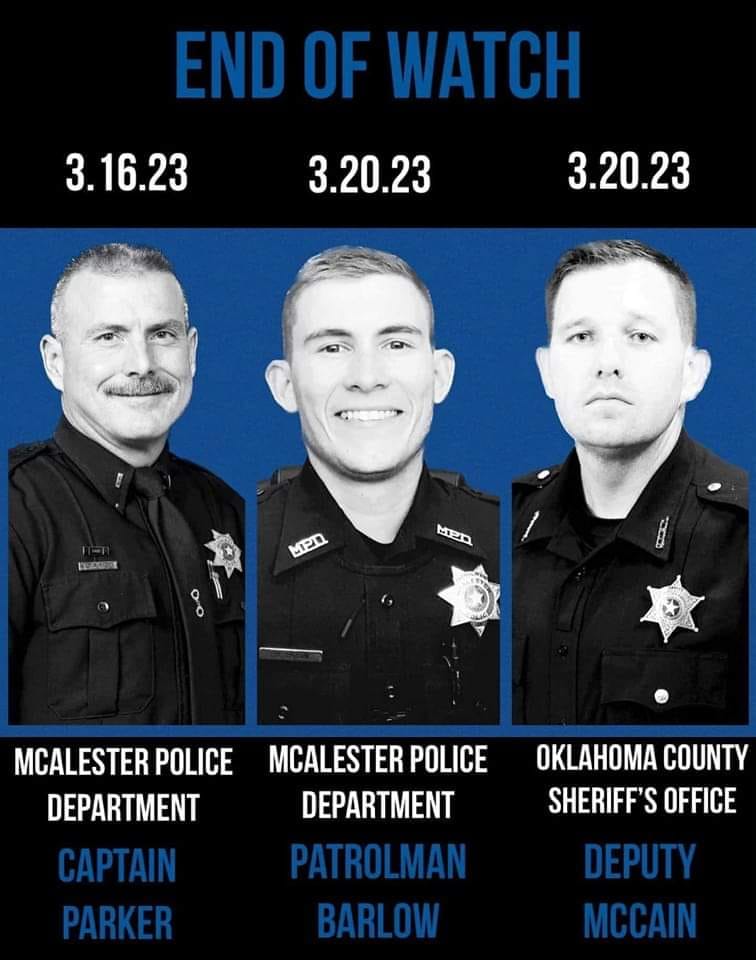 It's been a tough few weeks for Oklahoma law enforcement. We laid three of our brothers to rest this month. Please keep their families in your thoughts and prayers.

📷credit: Blue Shield Tactical LLC